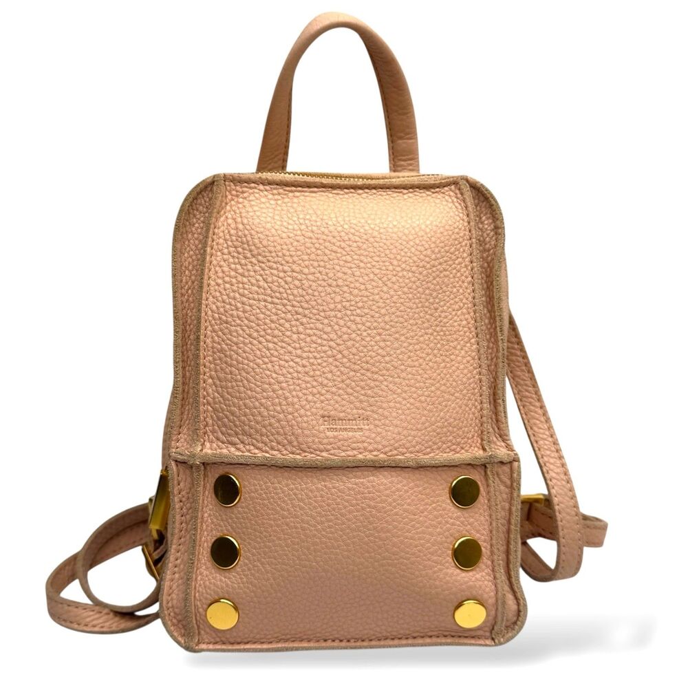 Hammitt Hunter Mini Backpack Paloma Pink Pebbled Leather Gold Rivets EUC